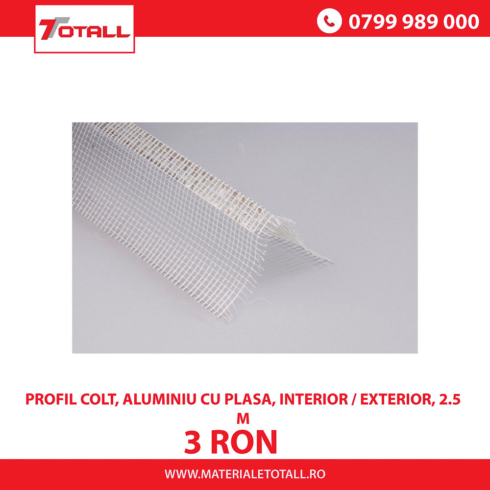 Coltar aluminiu cu plasa 10cm x  2.5 m