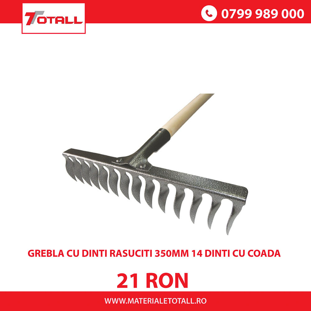 GREBLA CU DINTI RASUCITI 350MM 14 DINTI CU COADA