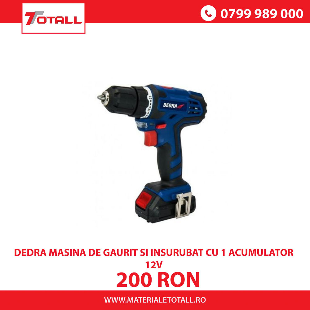 Masina de gaurit si insurubat, 12V, Li ion, 1.5 Ah cu acumulator