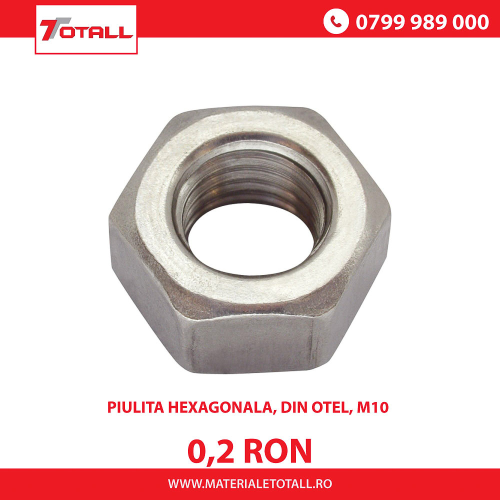 Piulita hexagonala, din otel, M10