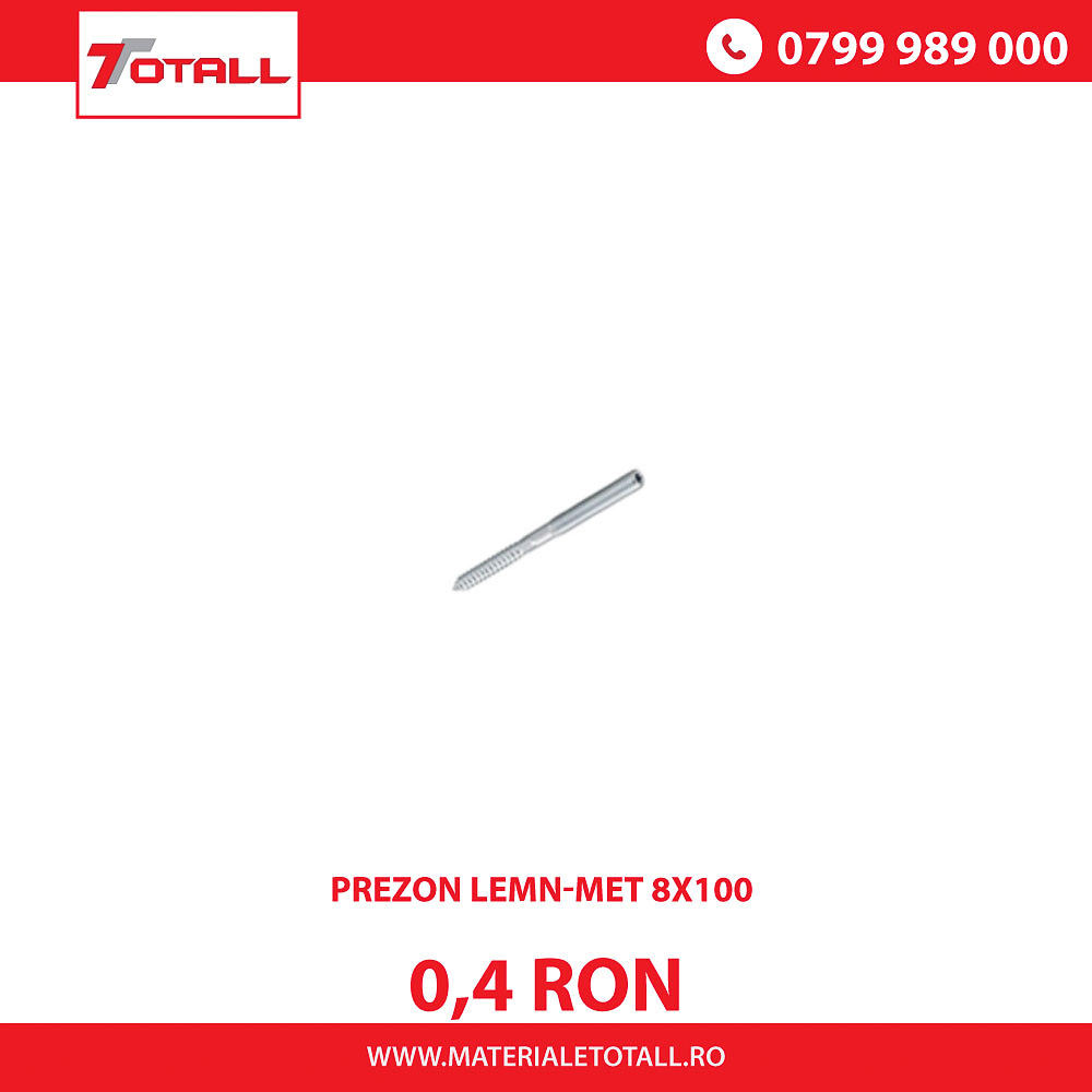 Prezon filetat pentru lemn 8x100mm