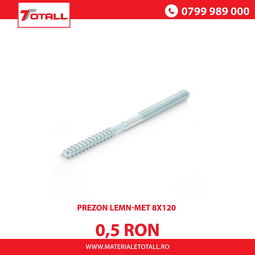 Prezon filetat pentru lemn 8x120mm