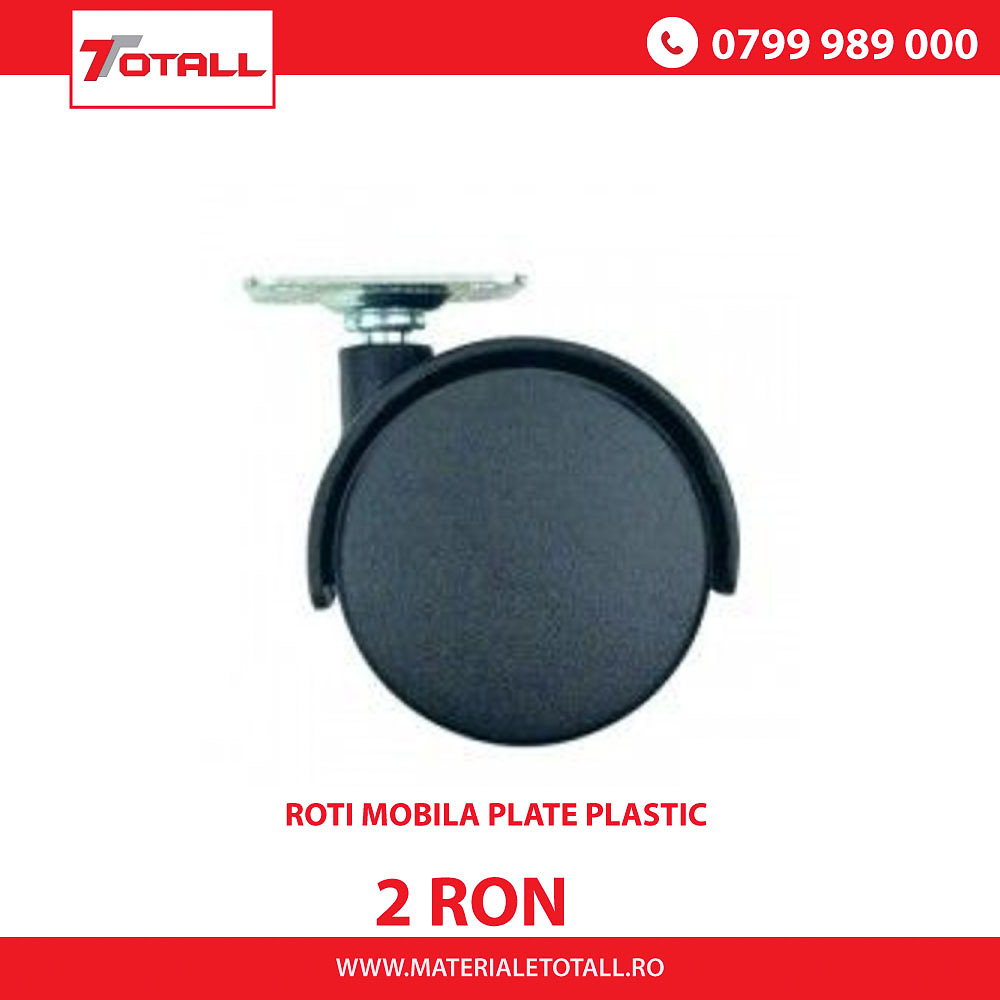 Roata Pivotanta cu Flansa fara frana, pentru Mobilier 40mm