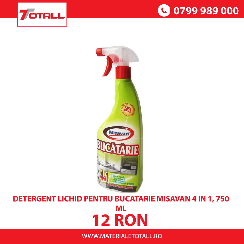 Detergent lichid pentru bucatarie Misavan 4 in 1, 750 ml